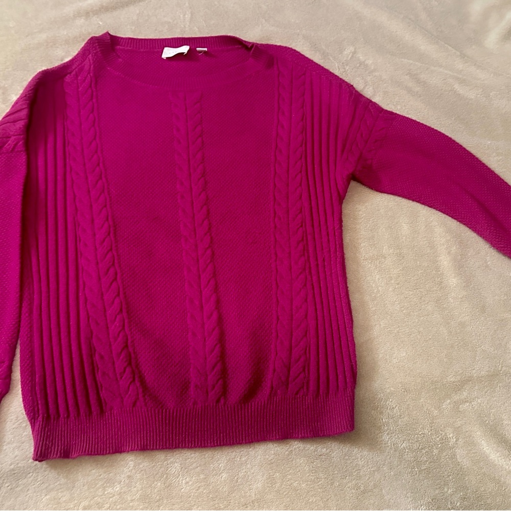 Cyrus Fuchsia Cable Knit Sweater